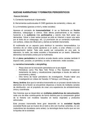 Nuevas Narrativas Y Formatos Periodísticos