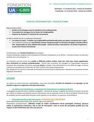 Guide Intervenants Forum Métiers 2022