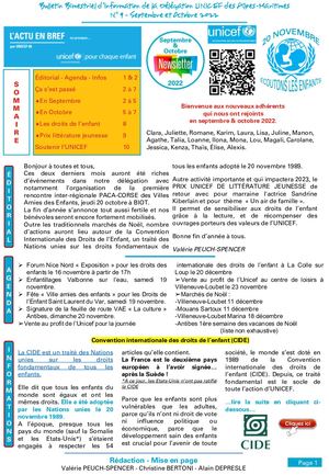 Newsletter Septembre et Octobre 2022