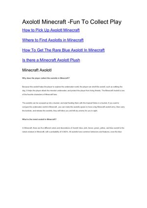 Axolotl Minecraft-Fun to Collect
