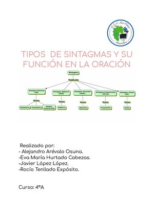 Tipos De Sintagmas Y Su Función En La Oración 1