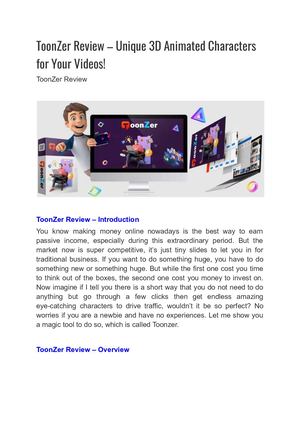 Toon Zer Review – Unique 3d Animated Characters For Your Videos