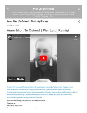 Amor Mío. ¡Te Quiero! | Pier Luigi Remigi