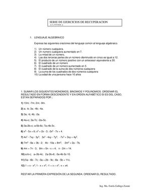 Serie Algebra Primera Parte