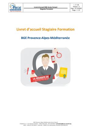 Livret D'accueil Et Règlement Intérieur Stagiaire Bge Pam