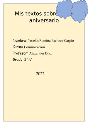 Mis Textos Sobre El 58 Aniversario Yoselin Pc