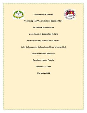 Taller De Historia Oriente Grecia Y Roma Sobre El Aportes De La Cultura China En Humanidad