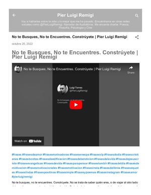 No te Busques, No te Encuentres. Constrúyete | Pier Luigi Remigi