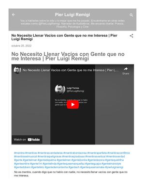 No Necesito Llenar Vacíos con Gente que no me Interesa | Pier Luigi Remigi