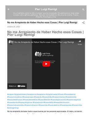 No me Arrepiento de Haber Hecho esas Cosas | Pier Luigi Remigi