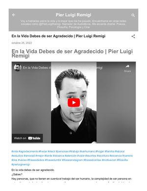 En la Vida Debes de ser Agradecido | Pier Luigi Remigi