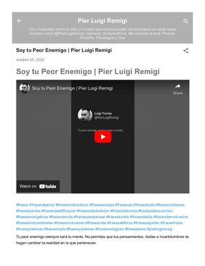 Soy tu Peor Enemigo | Pier Luigi Remigi