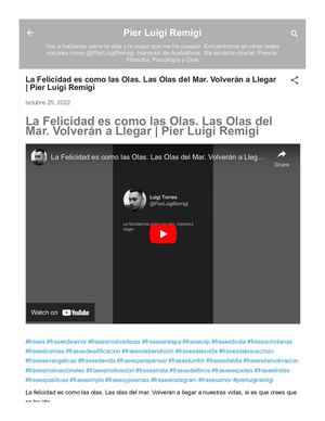 La Felicidad es como las Olas. Las Olas del Mar. Volverán a Llegar | Pier Luigi Remigi