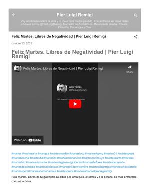 Feliz Martes. Libres de Negatividad | Pier Luigi Remigi