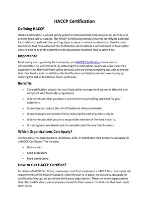 Haccp Certification ( Ghana)