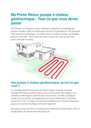 Pompe à chaleur géothermique : Votre Ma Prime Renov
