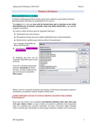 Ejercicios De Macro En Word