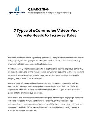 7 Types Of E Commerce Videos Your Website Needs To Increase Sales Q Marketing