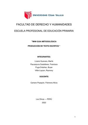 MINI GUIA METODOLóGICA PRODUCCIÓN DE TEXTO ESCRITOS