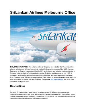 Srilankan Airlines Melbourne Office Pdf
