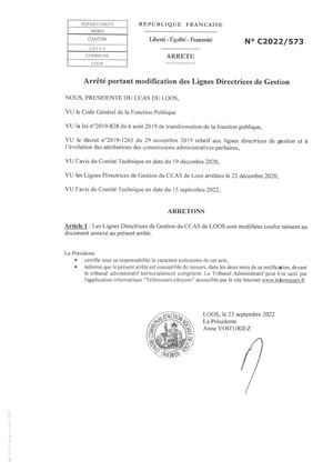 Arrêté Portant Modification Des Lignes Directrices De Gestion
