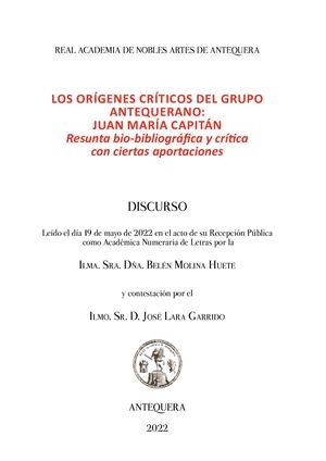 DISCURSO DE INGRESO DE LA ILMA. SRA. DOÑA MARÍA BELÉN MOLINA HUETE