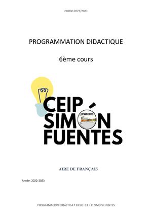PROGRAMACIÓN FRANCÉS 6º CURSO