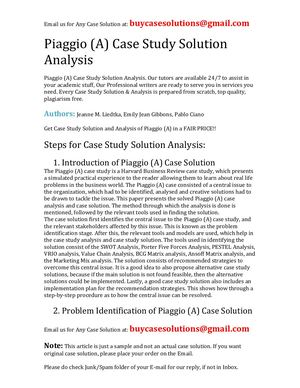Piaggio (A) Case Study Solution Analysis