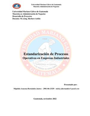 Estandarizaciòn De Procesos Operativos En Empresas Industriales
