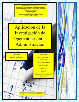 (Mayra A Rivas) Adm 01 Trayecto Iv Fase I Revista Digital (Investigación De Operaciones) Aplicación De La Investigación De Operaciones En La Administración