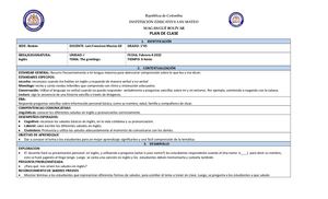 PLAN DE CLASE 1-¦ The Greetings  Unidad 1