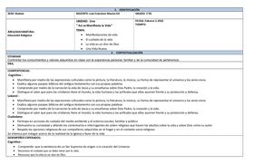 PLAN DE CLASE DE EDUCACIÓN RELIGIOSA
