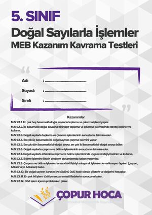 5 Sınıf Doğal Sayılarla İşLemler Ktt