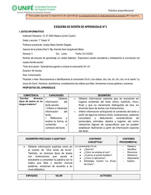 Esquema De Sesión N°3 Práctica Joss