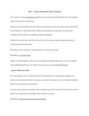 3 Tips To Remember What You Read
