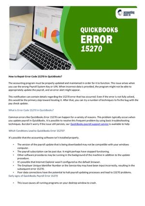 How to Troubleshoot QuickBooks Payroll Update Error code 15270 | Accounting-assist24