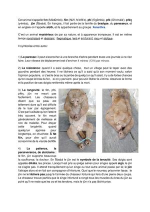 Fɛ̄n, Fēn Le Bradype, Paresseux