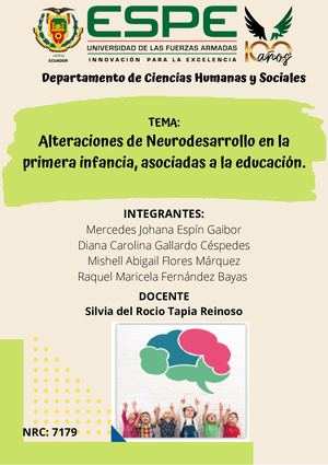 Alteraciones en el neurodesarrollo en la primera infancia.