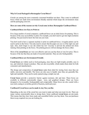 Why Is Cereal Packaged in Rectangular Cereal Boxes?