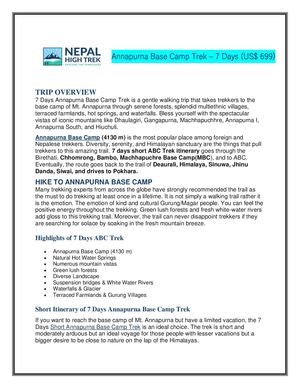 7 Days Annapurna Base Camp Trek Pdf