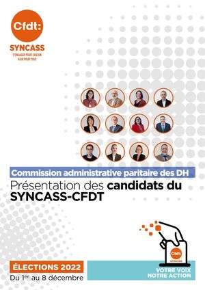 Présentation des Candidats SYNCASS-CFDT à la CAPN DH - Elections 2022