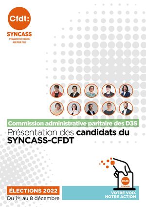 Présentation des Candidats SYNCASS-CFDT à la CAPN D3S - Elections 2022