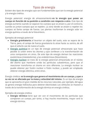 Tipos De Energía