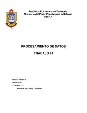 Procesamiento De Datos Trabajo 4 Samuel Villlarreal