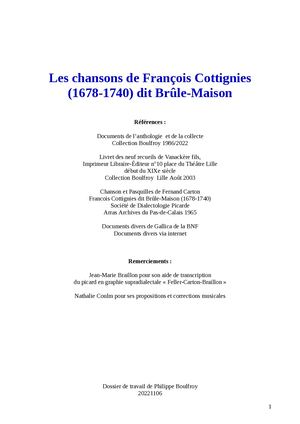 16. Chansons lilloises de François Cottignies Dit Brûle-Maison