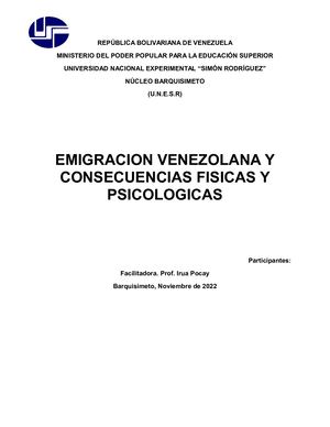 Trabajo Emigracion Venezolana Y Consecuencias Fisicas Y Psicologicas (1)