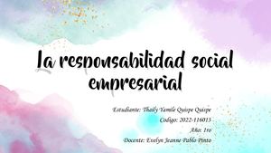 La Responsabilidad Social Empresarial