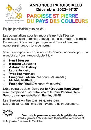 Bulletin d'informations Décembre 2022