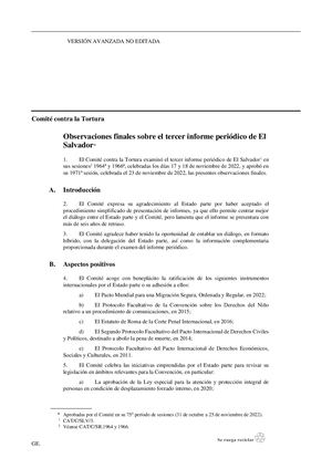 Observaciones finales sobre el tercer informe periódico de El Salvador