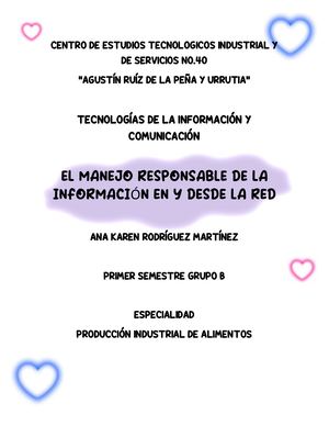 MANEJO RESPONSABLE DE LA INFORMACIÓN EN Y DESDE LA RED